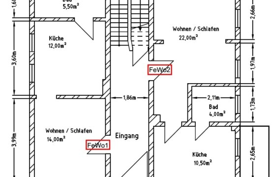 Grundriss FeWo1 und FeWo2